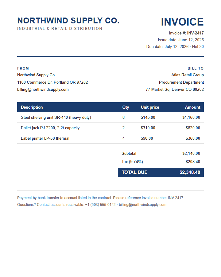 Supplier invoice