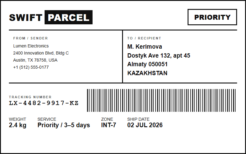 Shipping label